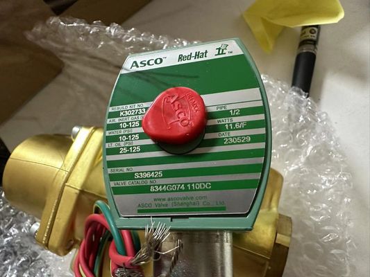 8344G074 110V エマーソン ASCO 電磁弁 4 方向 1/2 " NPT シングル電磁弁 銅体