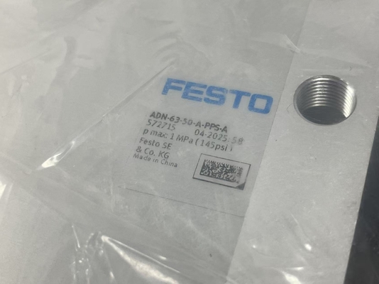 Festo コンパクトシリンダ ADN-63-50-A-PPS-A、幅14mm、貫通穴取り付け