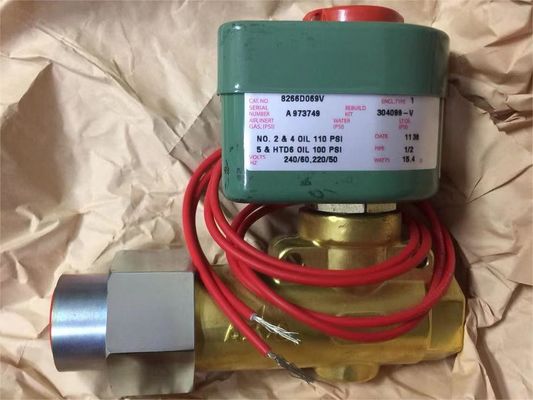 8266D069V 1/2" NPT エマーソン ASCO 2 Way ソレノイドバルブ 燃料オイル 120VAC 1/4" 孔